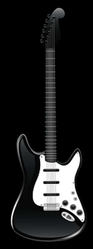 Black Electric Guitar Vector PNG image with transparent background