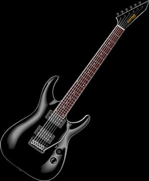 Black Electric Guitar PNG with transparent background
