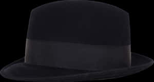 Black Felt Fedora Hat PNG image with transparent background