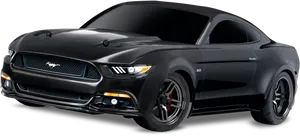 Black Ford Mustang G T Side View PNG Image