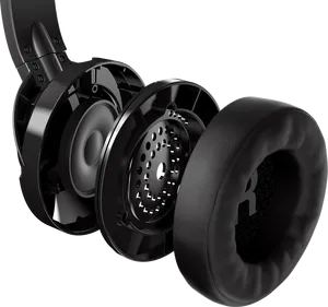 Black Gaming Headset Exploded View PNG Image