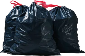 Black Garbage Bagswith Red Ties PNG Image