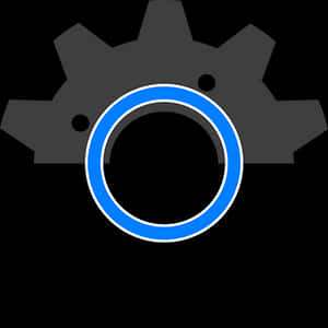 Black Gear Iconwith Blue Accent PNG image with transparent background