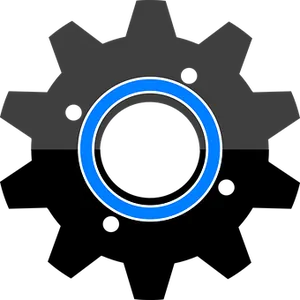 Black Gear Iconwith Blue Accent PNG Image