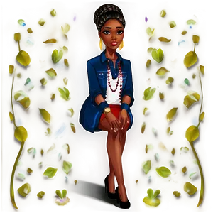 Black Girl Cartoon In Dress Png Yev PNG Image