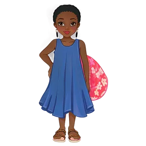 Black Girl Cartoon In Summer Dress Png 06252024 PNG Image