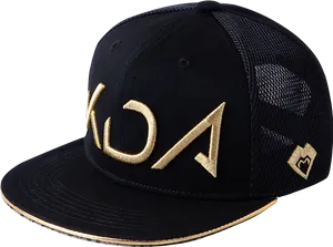 Black Gold Flat Brim Cap PNG Image