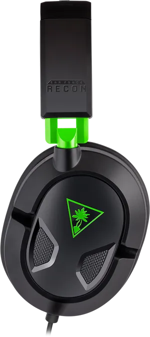 Black Green Gaming Headset PNG Image