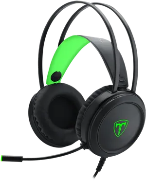 Black Green Gaming Headset PNG Image