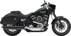 Black Harley Davidson Motorcycle Profile PNG Image