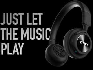 Black Headphones Music Advertisement PNG image with transparent background