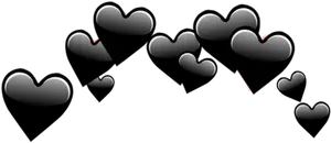 Black Heart Emoji Scatter PNG Image