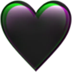 Black Heart Emoji Shiny Texture PNG Image