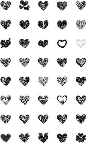 Black Heart Patternon Teal Background PNG Image