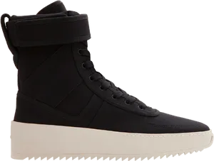 Black High Top Sneaker Profile View PNG Image