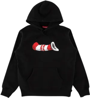 Black Hoodie Red Graphic Design PNG Image