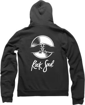 Black Hoodie Rock Soul Graphic Design PNG Image