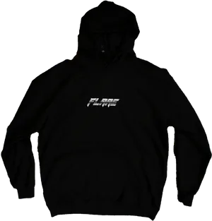 Black Hoodie White Logo Front View PNG Image