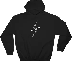 Black Hoodie With White Lightning Bolt PNG Image