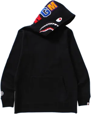 Black Hoodiewith Graphic Design PNG Image