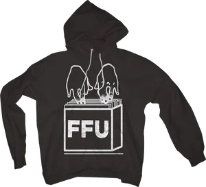 Black Hoodiewith Graphic Design PNG Image