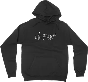 Black Hoodiewith White Graphic Design PNG Image