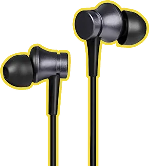 Black In Ear Earphones Isolated PNG Image