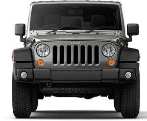 Black Jeep Front View PNG Image