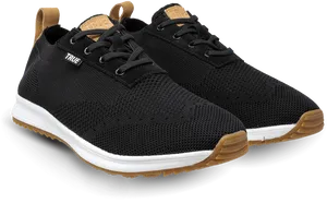 Black Knit Athletic Sneakers PNG Image