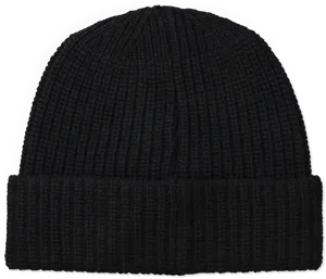 Black Knit Beanie Hat PNG Image