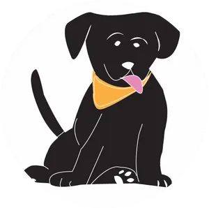 Black Labrador Cartoon Illustration PNG Image