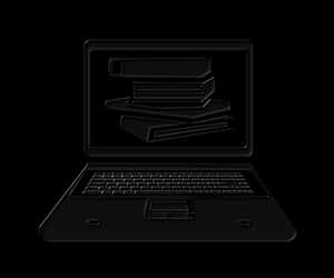 Black Laptop Books Concept Art PNG image with transparent background