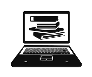 Black Laptop Books Concept PNG Image