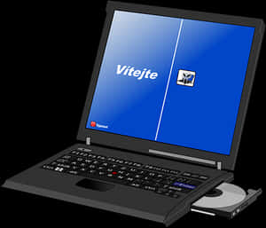 Black Laptop Illustrationwith Blue Screen PNG image with transparent background