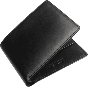 Black Leather Bifold Wallet PNG image with transparent background