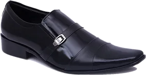 Black Leather Mens Dress Shoe PNG Image