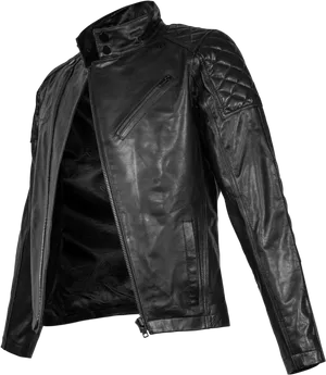 Black Leather Motorcycle Jacket PNG Image