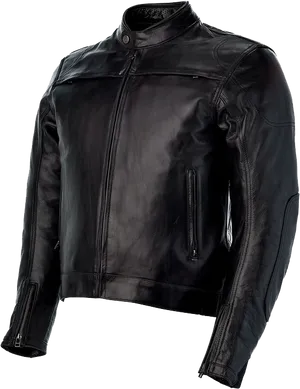 Black Leather Motorcycle Jacket PNG Image