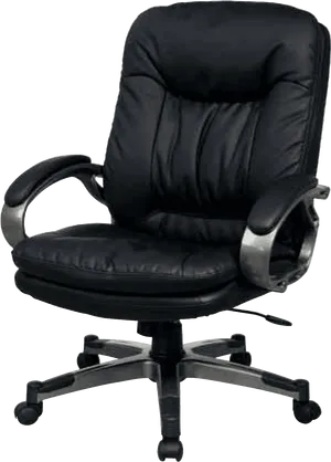 Black Leather Office Chair PNG Image