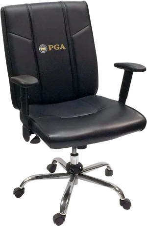 Black Leather Office Chair P G A Logo PNG Image