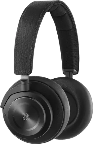 Black Leather Over Ear Headphones PNG Image