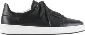 Black Leather Sneaker White Sole PNG Image