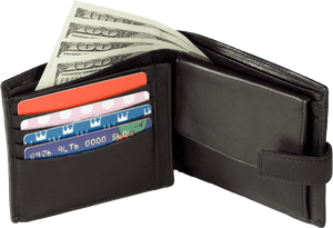 Black Leather Walletwith Cashand Cards PNG