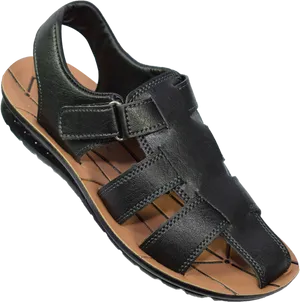 Black Leather Womens Sandal PNG Image