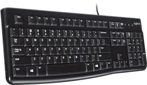 Black Logitech Keyboard Isolated PNG Image