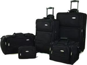 Black Luggage Set Collection PNG Image