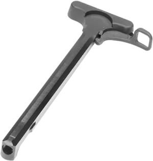 Black Metal Charging Handle Firearm Component PNG Image