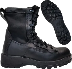 Black Military Combat Boot PNG Image