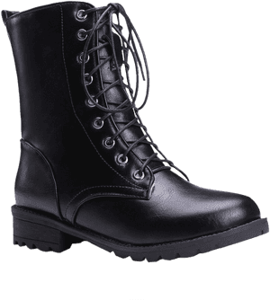 Stylish Black And Lace-up Design Women's Combat Boots - Work Boots, HD Png Download PNG image with transparent background