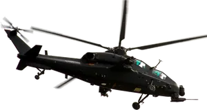 Black Military Helicopter Silhouette PNG Image